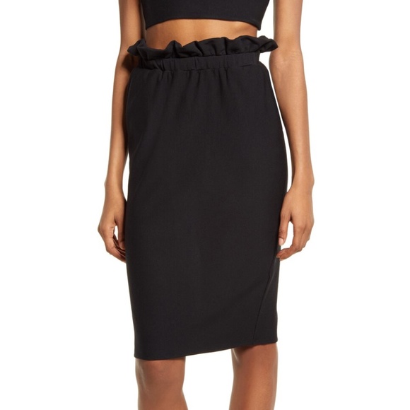 NEW KATIE MAY Black Knit RUFFLE WAIST Always Trending PENCIL Pocket SKIRT S - Picture 5 of 16